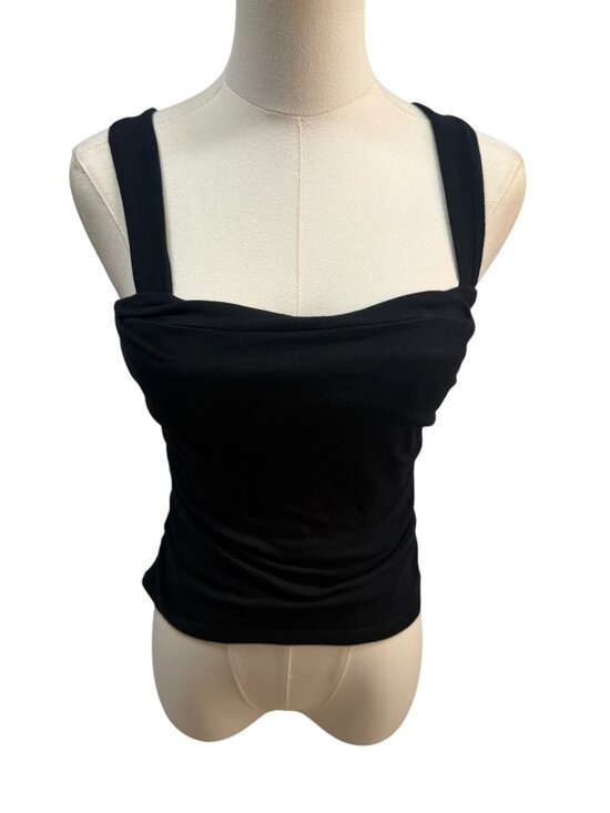 Anthropologie Tops - EUC Anthropologie Maeve Black Ruched Stretch Tank Top XS